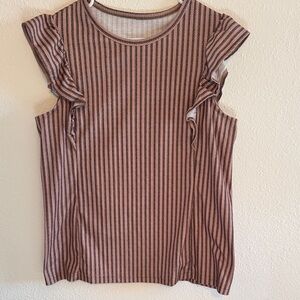 Striped Sleeveless Top - Brown and Tan